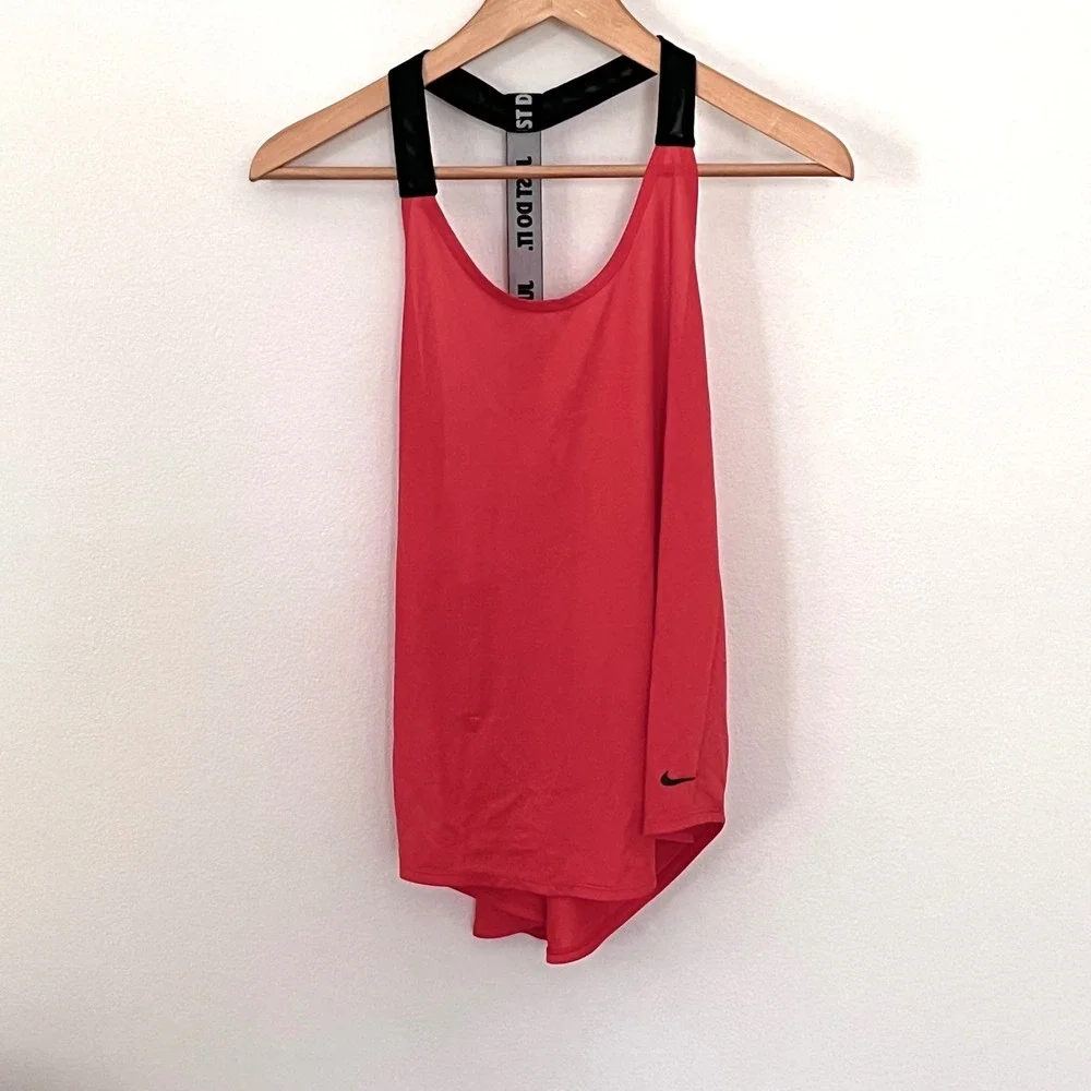 Nike Dri-FIT Just Do It Racerback Tank Top Pink Coral Loose Fit Womens Medium
